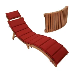 Wohnen 183x64x54 Geschwungene Gartenliege aus Akazie - Bernesa