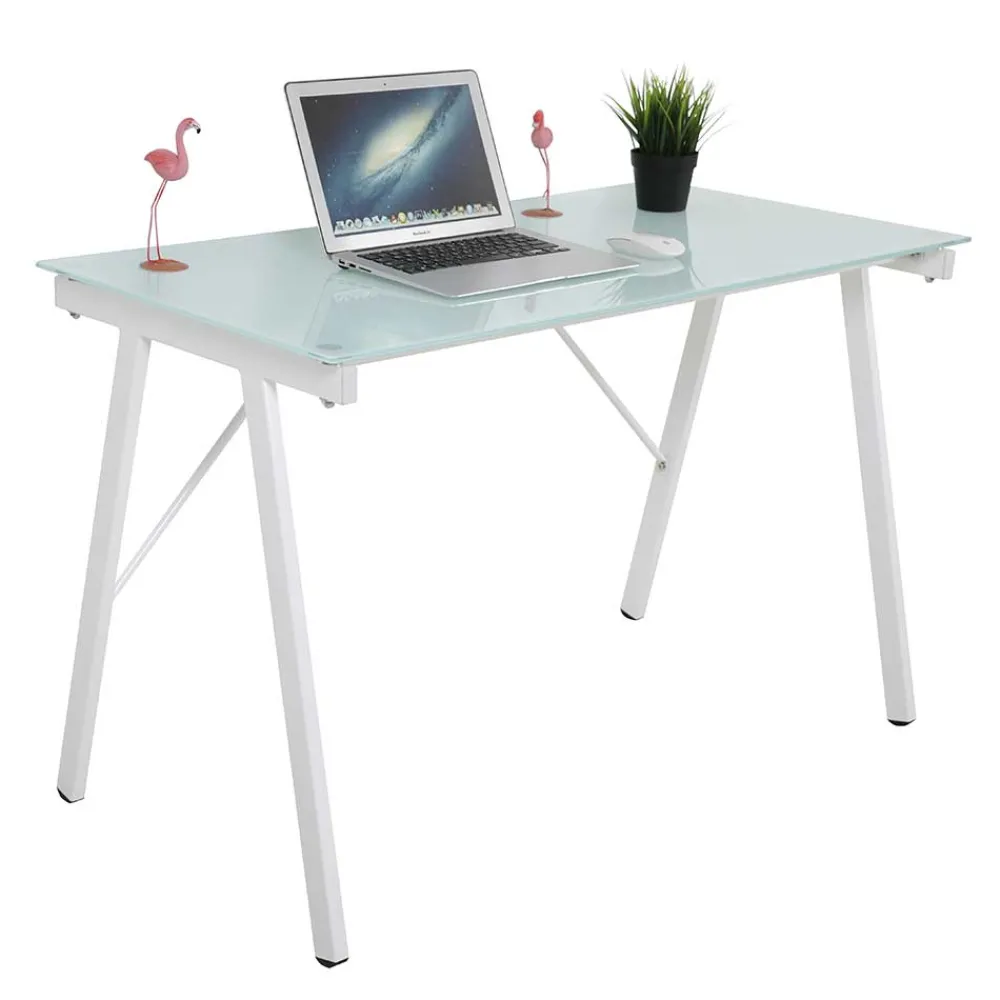 Wohnen Bürotische*113x73x58 Glas Schreibtisch mit Vierfußgestell - Isacco