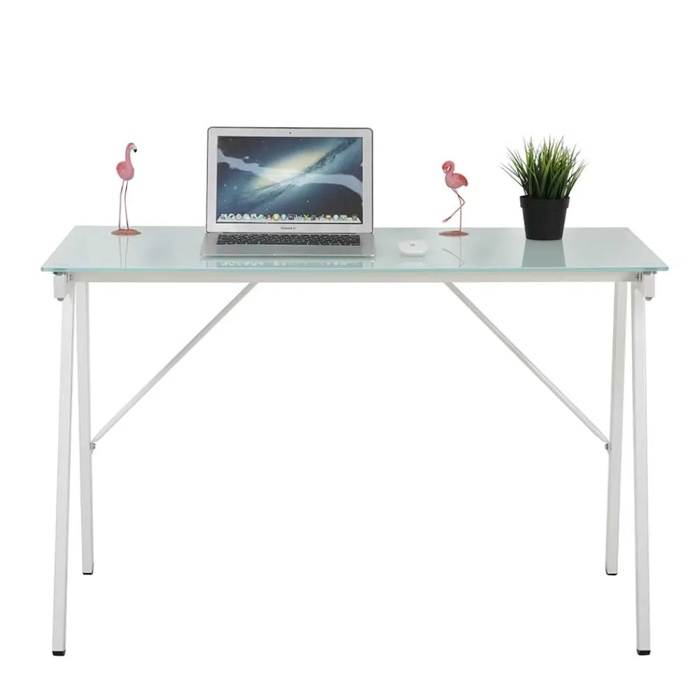 Wohnen Bürotische*113x73x58 Glas Schreibtisch mit Vierfußgestell - Isacco