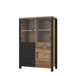 Wohnen 101x146x43 Glastüren Highboard in Fichte NB - Simeona