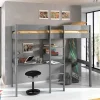 Kinder Wohnen 105x175x208 Graues Hochbett mit Schreibtisch - Wevera