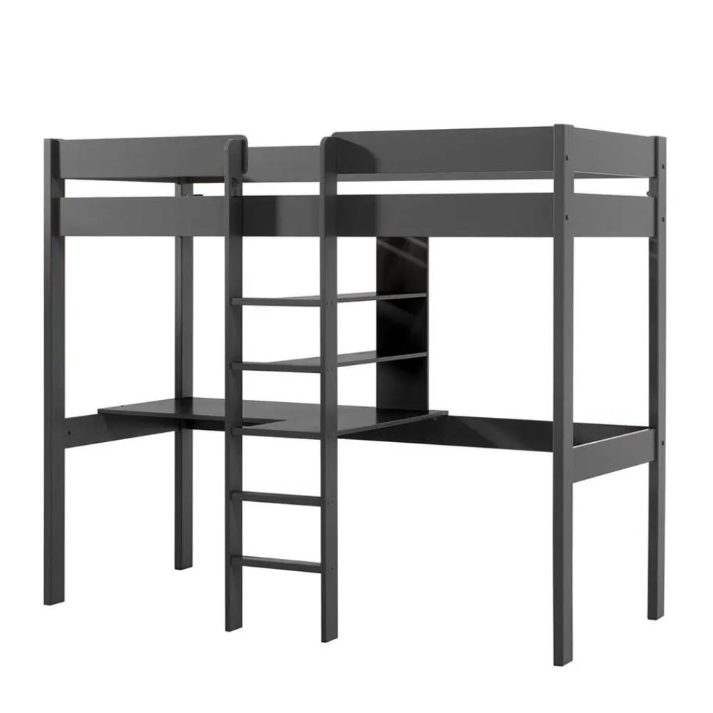 Kinder Wohnen 105x175x208 Graues Hochbett mit Schreibtisch - Wevera