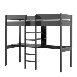 Kinder Wohnen 105x175x208 Graues Hochbett mit Schreibtisch - Wevera