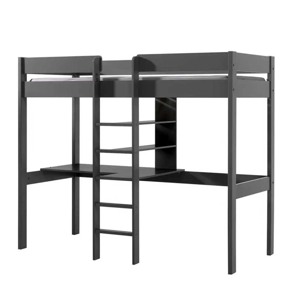 Kinder Wohnen 105x175x208 Graues Hochbett mit Schreibtisch - Wevera