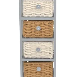 Wohnen Rattanmöbel|Badregale*30x73x25 Graues Regal mit vier Körben - Donnira