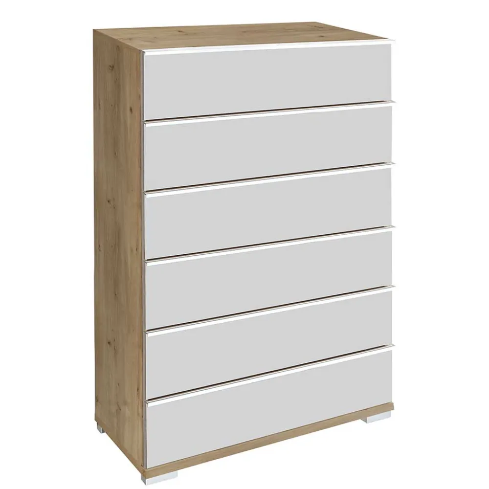 Wohnen 75x120x42 Große Hochkommode mit sechs Schubladen - Nuetran
