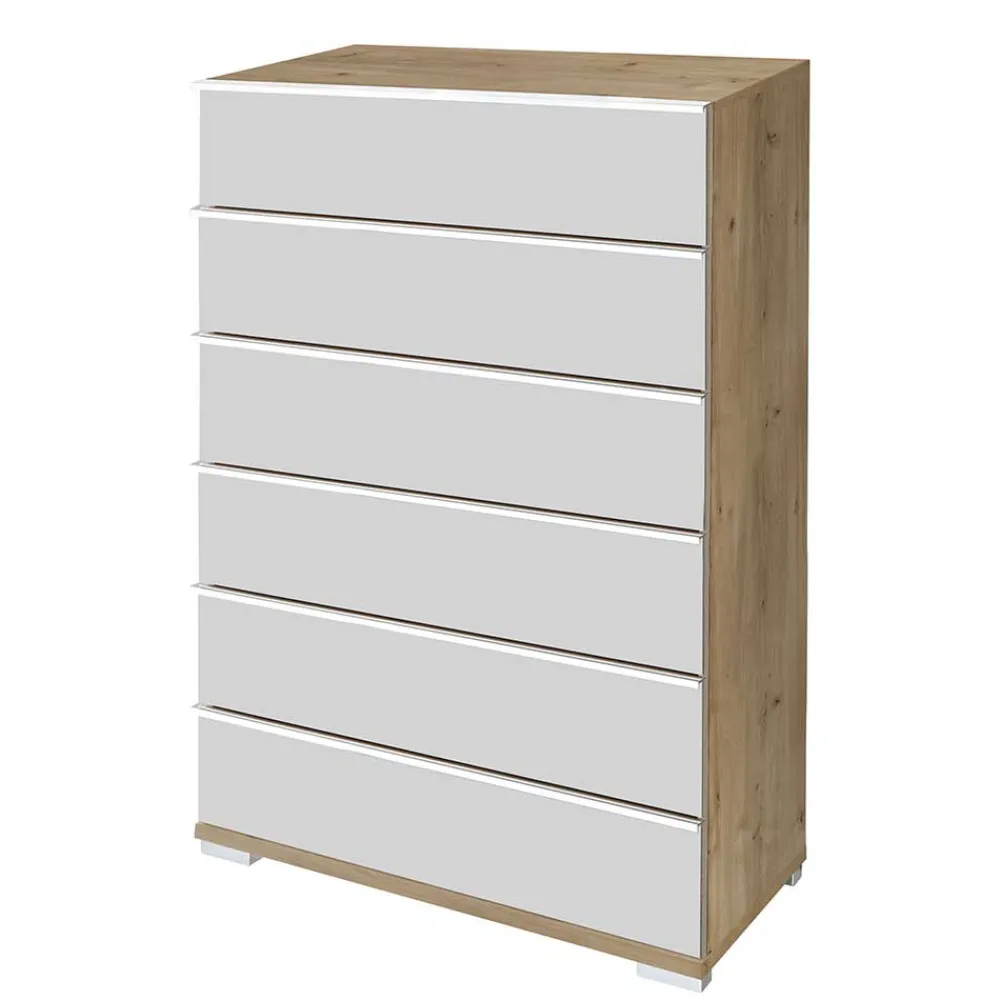 Wohnen 75x120x42 Große Hochkommode mit sechs Schubladen - Nuetran
