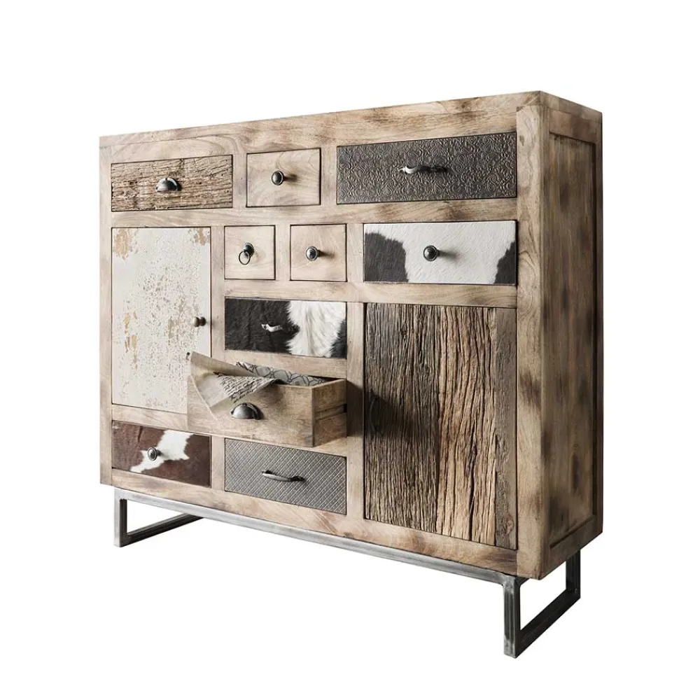 Wohnen 115x103x36 Große Kommode aus Recyclingholz - Calcalero