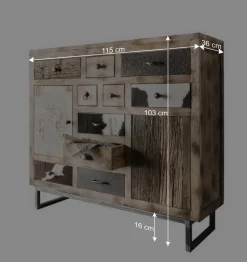 Wohnen 115x103x36 Große Kommode aus Recyclingholz - Calcalero
