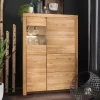 Wohnen Massivholzmöbel|Sideboards & Kommoden*102x141x40 Highboard aus Wildeiche mit Glaseinsatz - Loitons