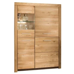Wohnen Massivholzmöbel|Sideboards & Kommoden*102x141x40 Highboard aus Wildeiche mit Glaseinsatz - Loitons