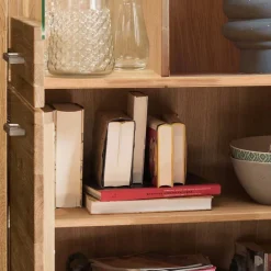 Wohnen Massivholzmöbel|Sideboards & Kommoden*102x141x40 Highboard aus Wildeiche mit Glaseinsatz - Loitons