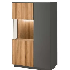 Wohnen 92x152x40 Highboard in Anthrazit & Eiche Bianco - Cruzca