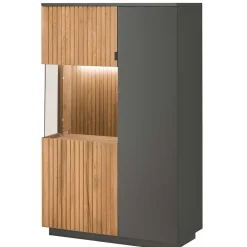 Wohnen 92x152x40 Highboard in Anthrazit & Eiche Bianco - Cruzca