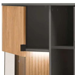 Wohnen 92x152x40 Highboard in Anthrazit & Eiche Bianco - Cruzca
