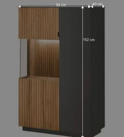 Wohnen 92x152x40 Highboard in Anthrazit & Eiche Bianco - Cruzca