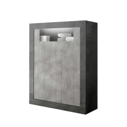 Wohnen 110x144x43 Highboard in Beton Grau Dekor - Beverli