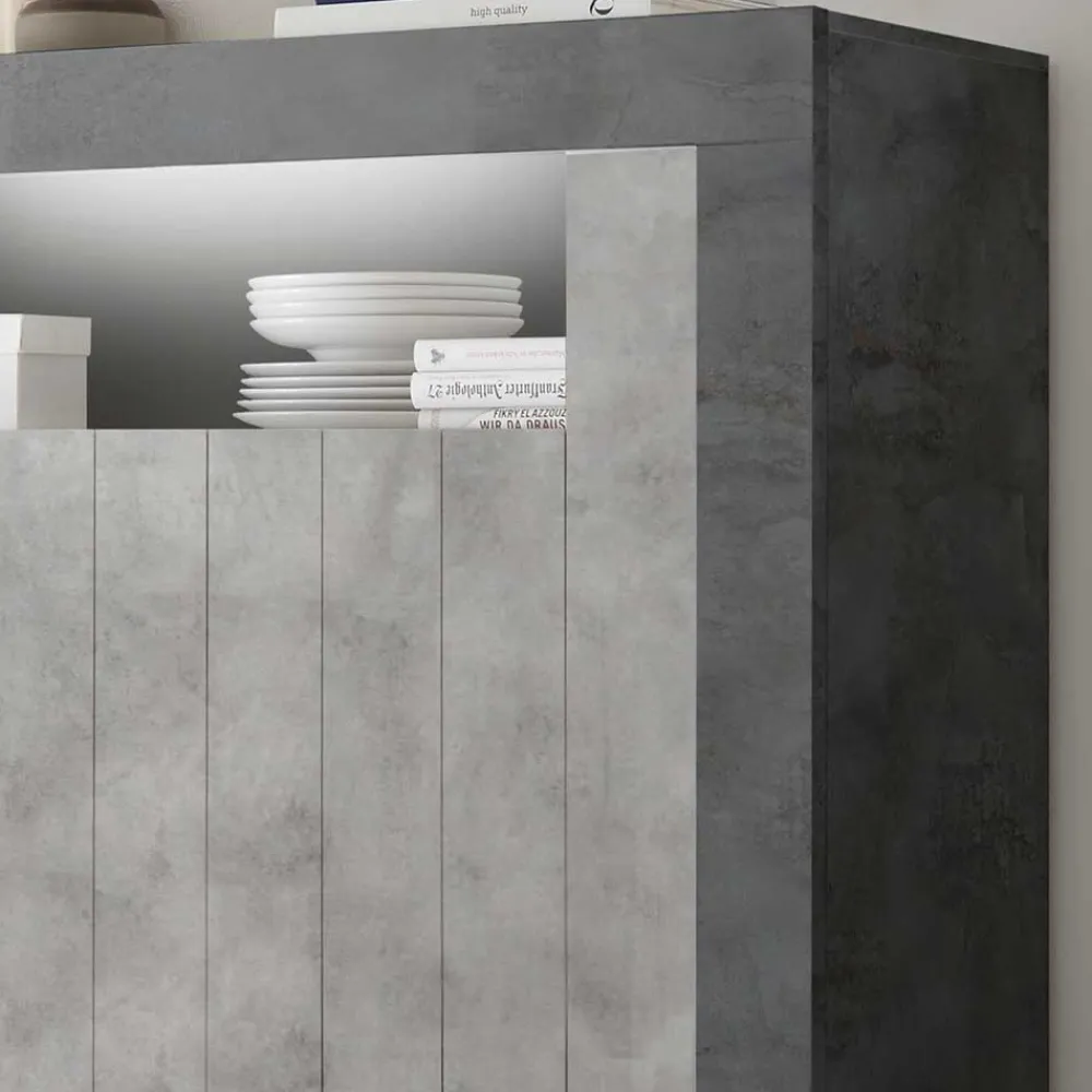 Wohnen 110x144x43 Highboard in Beton Grau Dekor - Beverli