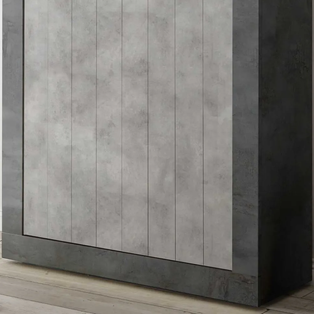 Wohnen 110x144x43 Highboard in Beton Grau Dekor - Beverli