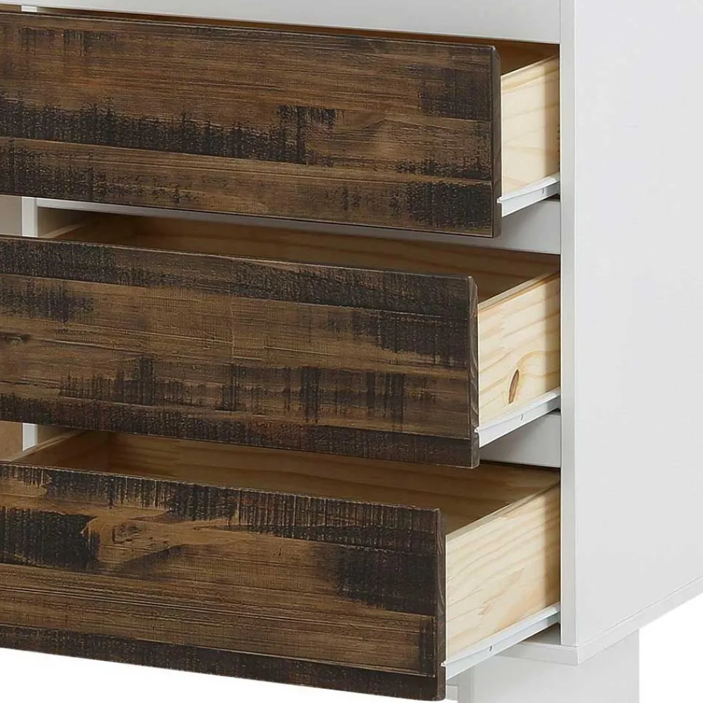 Wohnen Flurkommoden|Esszimmerschränke*100x120x35 Highboard in Weiß & Kiefer dunkel - Chihu