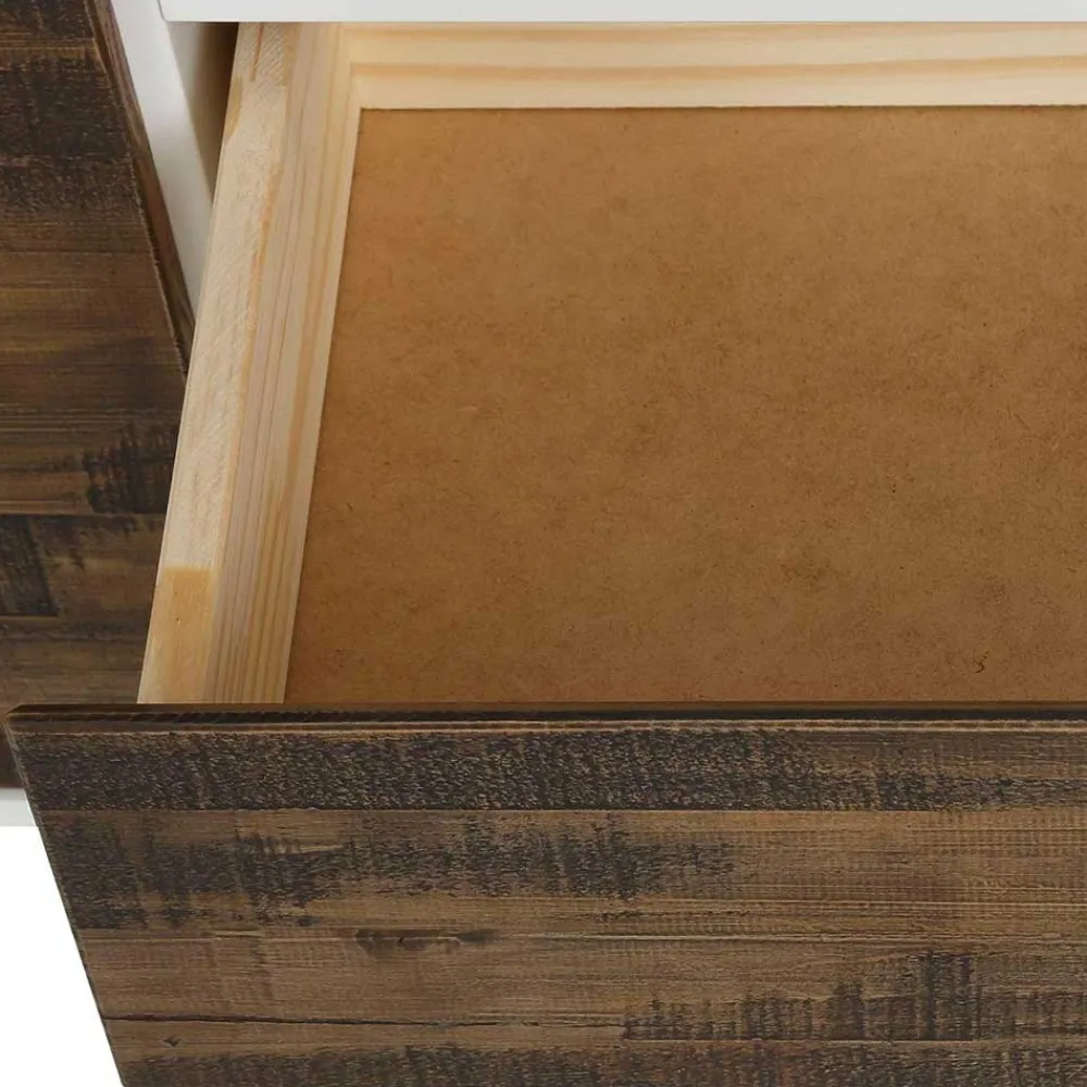 Wohnen Flurkommoden|Esszimmerschränke*100x120x35 Highboard in Weiß & Kiefer dunkel - Chihu