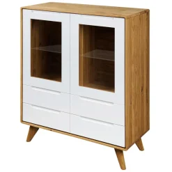 Wohnen 90x109x40 Highboard mit Glas Türen & 4 Schubladen - Diesta