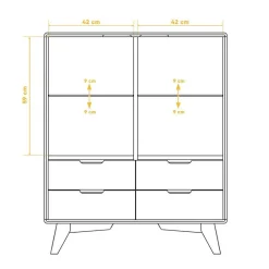 Wohnen 90x109x40 Highboard mit Glas Türen & 4 Schubladen - Diesta