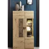 Wohnen Vitrinen|Wohnzimmer-Vitrinen*80x148x37 Highboard mit Glaseinsatz in Holzoptik - Iniaco