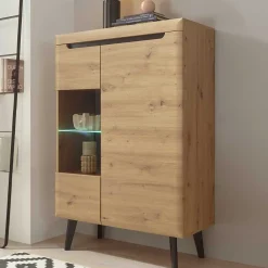 Wohnen 90x134x40 Highboard mit Glaseinsatz 2-türig - Olcian