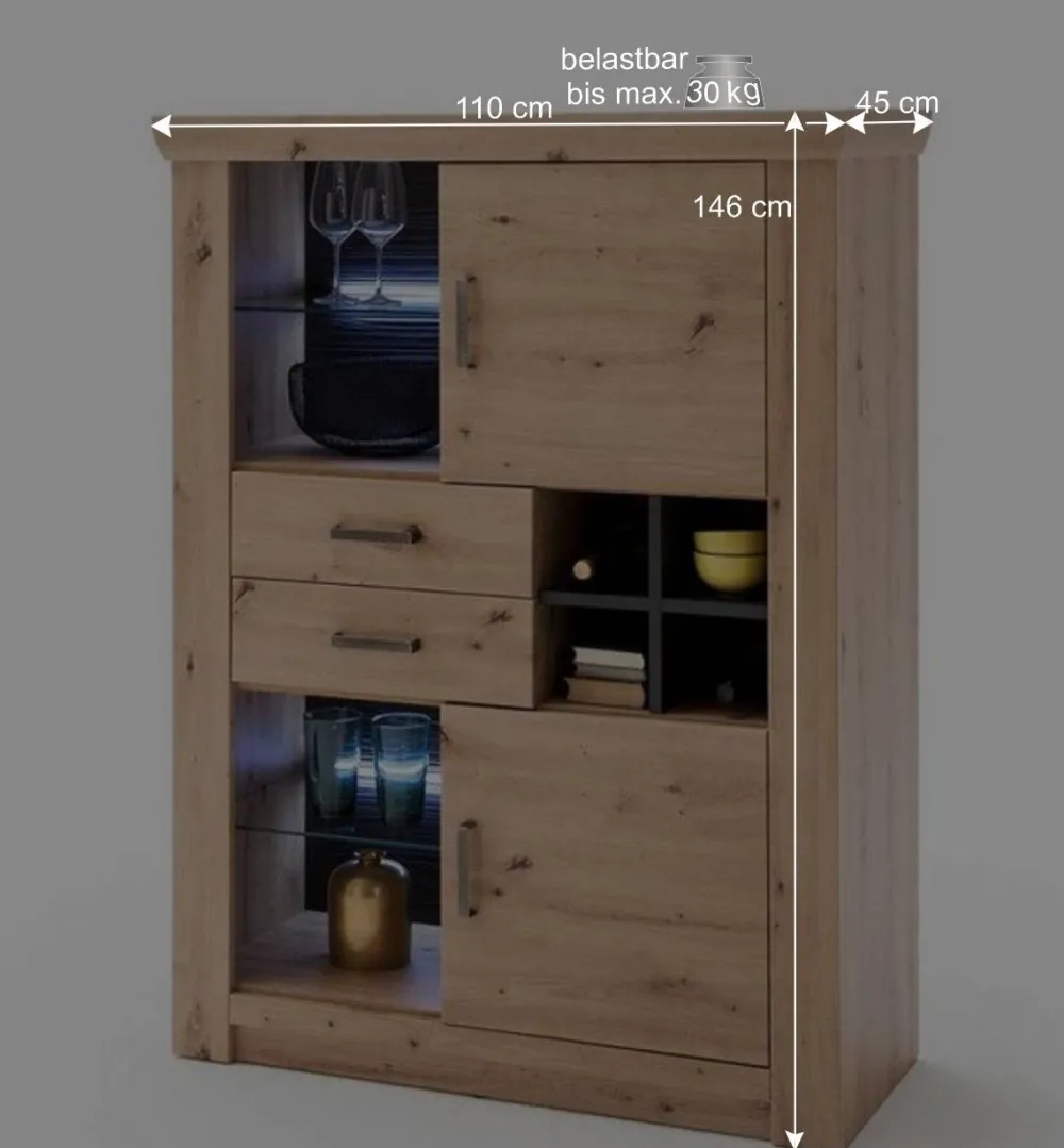 Wohnen Sideboards & Kommoden|Sideboards & Kommoden*110x146x45 Highboard mit offenen Fächern - Wykina
