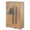 Wohnen 90x136x39 Highboard Vitrine in Eiche Holzoptik - Aberdeen