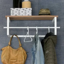 Wohnen 76x26x34 Hängegarderobe in Weiß & Eiche - Marcios