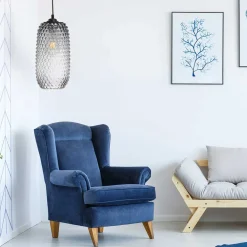 Wohnen 15x34x15 Hängeleuchte mit Glas Schirm in Grau - You