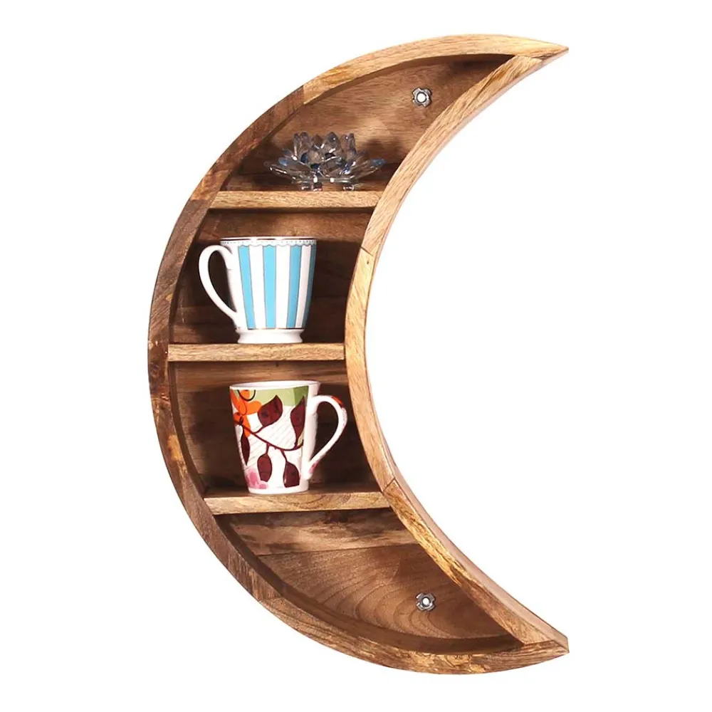 Wohnen Naturholzmöbel|Designermöbel*40x60x13 Hängendes Regal Mondsichel Design - Bageria