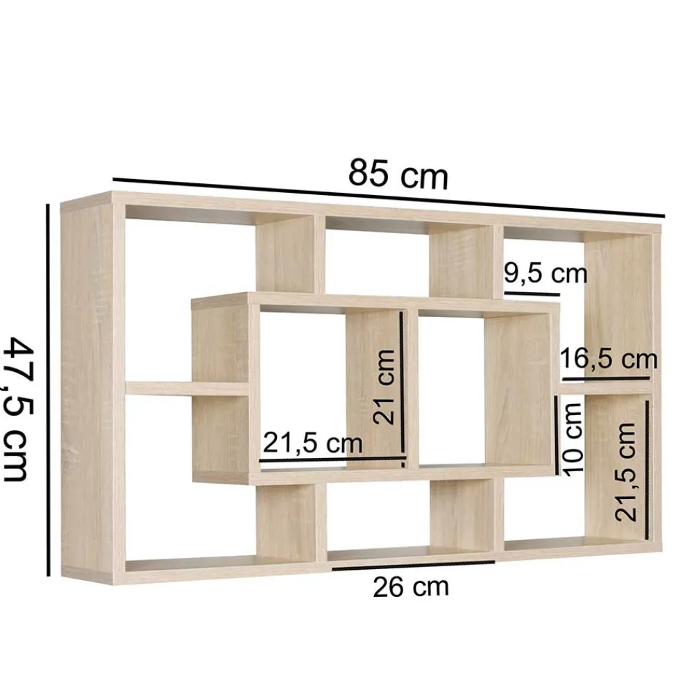 Wohnen Esszimmerregale|Wohnzimmer-Regale*85x48x16 Hängeregal mit acht Fächern - Franklin