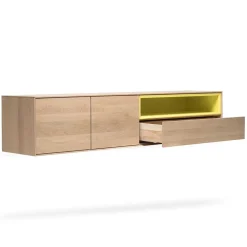 Wohnen 205x43x40 Hängeschrank fürs Wohnzimmer in Eiche Bianco - Enifra