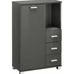 Wohnen 60x90x30 Hochglanz Badschrank in Grau - Ulivia