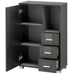 Wohnen 60x90x30 Hochglanz Badschrank in Grau - Ulivia