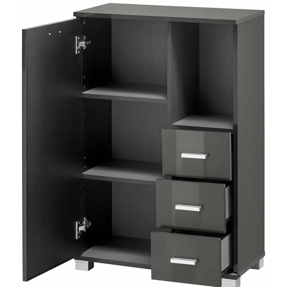 Wohnen 60x90x30 Hochglanz Badschrank in Grau - Ulivia