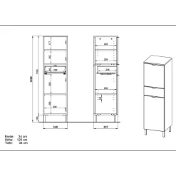 Wohnen Badschränke*34x120x34 Hochglanz Badschrank in Weiß - Otrus