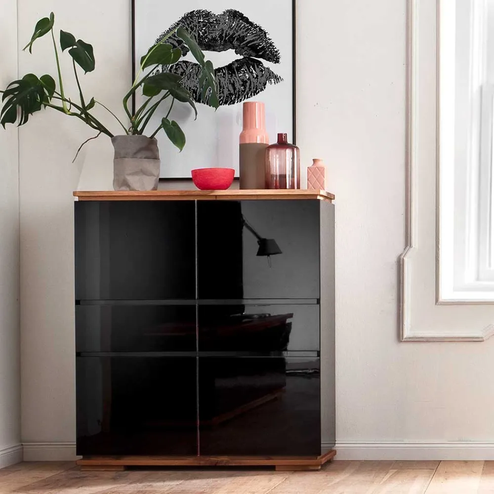 Wohnen Kommoden|Esszimmerschränke*102x115x40 Hochglanz Kommode in Schwarz - Ercurs