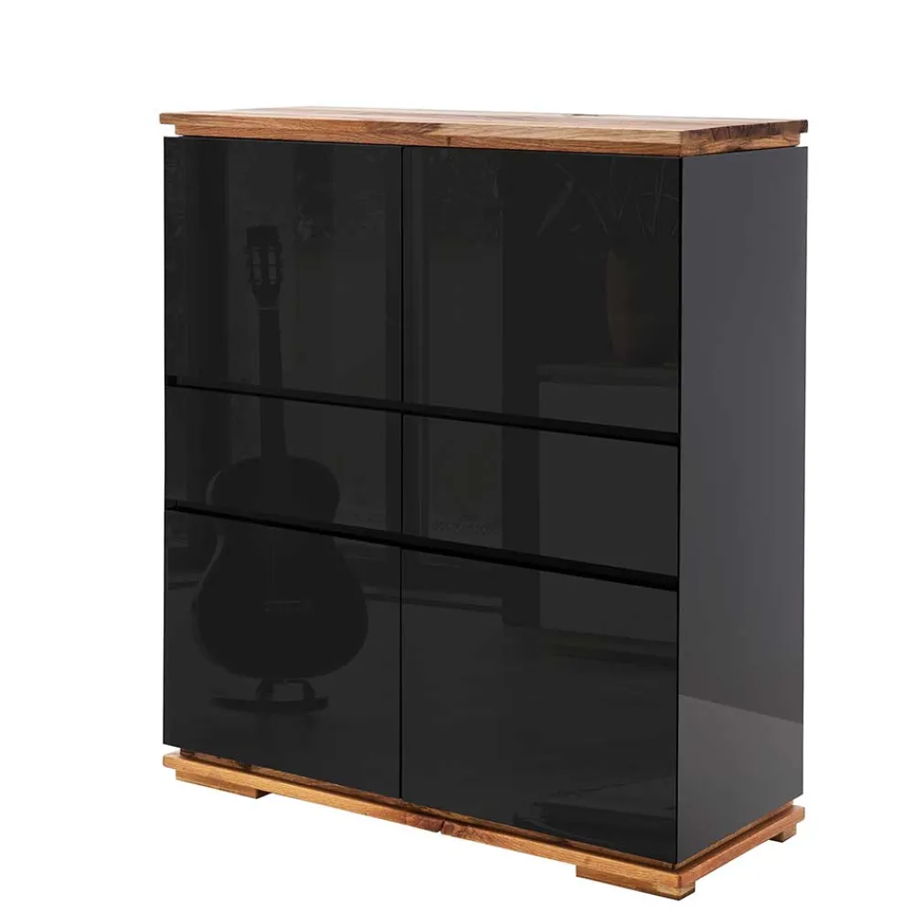 Wohnen Kommoden|Esszimmerschränke*102x115x40 Hochglanz Kommode in Schwarz - Ercurs