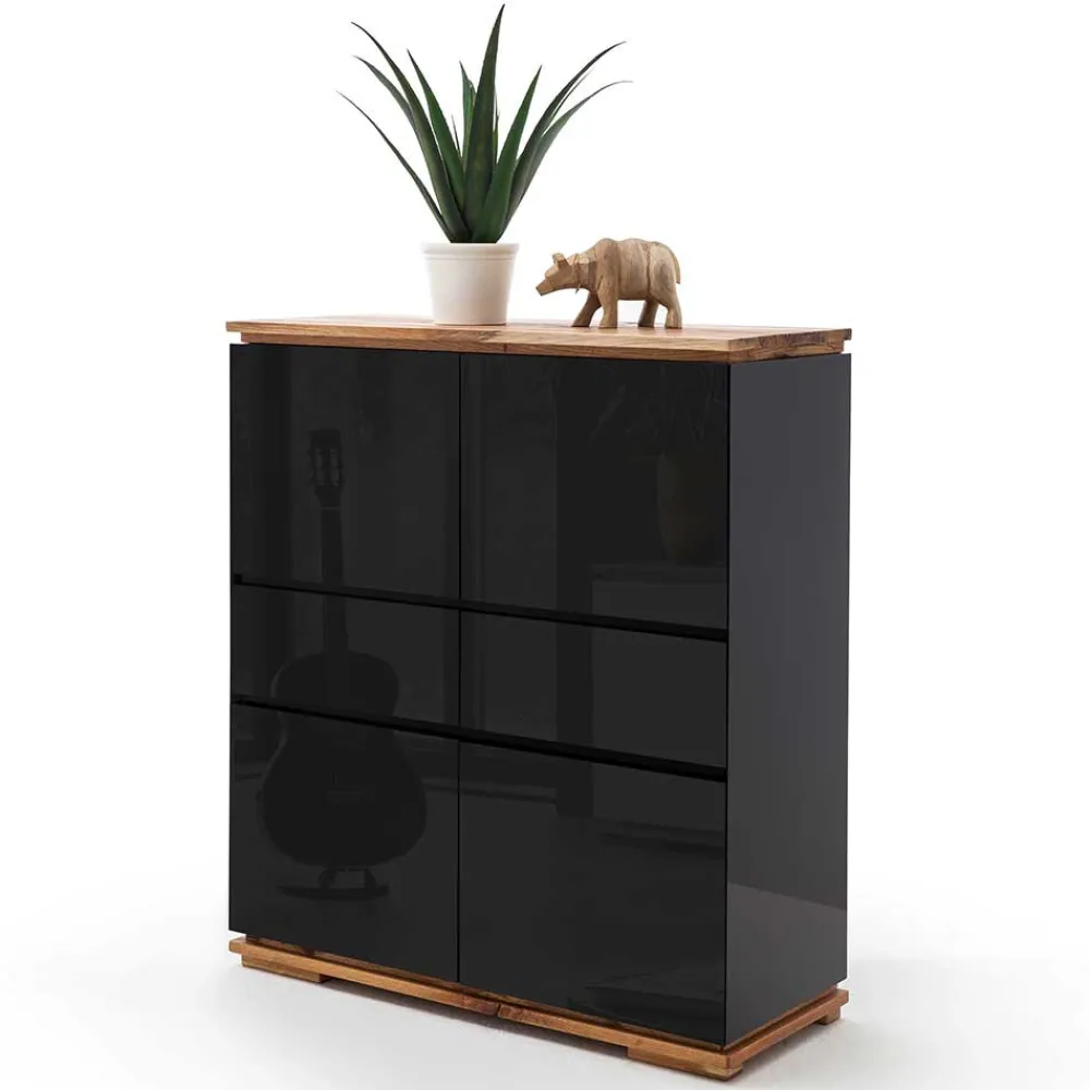 Wohnen Kommoden|Esszimmerschränke*102x115x40 Hochglanz Kommode in Schwarz - Ercurs