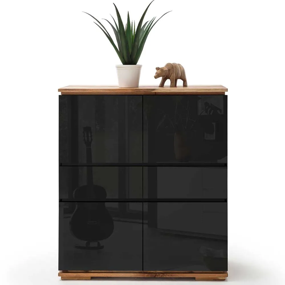 Wohnen Kommoden|Esszimmerschränke*102x115x40 Hochglanz Kommode in Schwarz - Ercurs