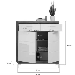 Wohnen Küchenschränke|Flurkommoden*90x96x37 Hochglanz Schuhkommode in Weiß - Nancys