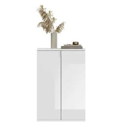 Wohnen 122x99x34 Hochglanz Schuhschrank in Weiß - Ejulia (zweiteilig)