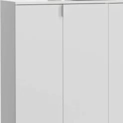Wohnen 122x99x34 Hochglanz Schuhschrank in Weiß - Ejulia (zweiteilig)