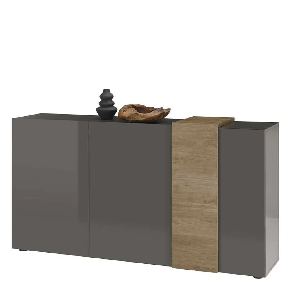 Wohnen 181x94x44 Hochglanz Sideboard in Dunkelgrau - Eracosta