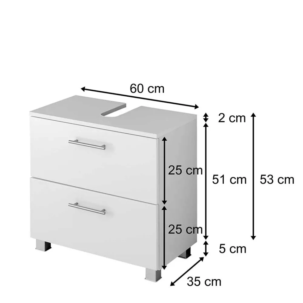 Wohnen Waschtisch|Waschbeckenunterschränke*60x59x35 Hochglanz Unterbeckenschrank in Weiß - Vohdan