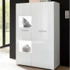 Wohnen Vitrinen|Wohnzimmer-Vitrinen*80x123x35 Hochglanz Vitrinenschrank in Weiß - Timmona